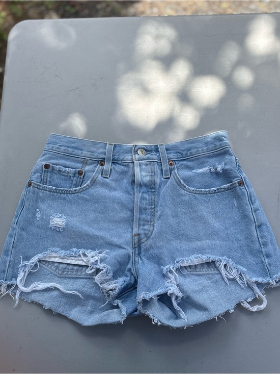 Levi's Pants - Levi's Light Blue Distressed High-Rise Denim Shorts